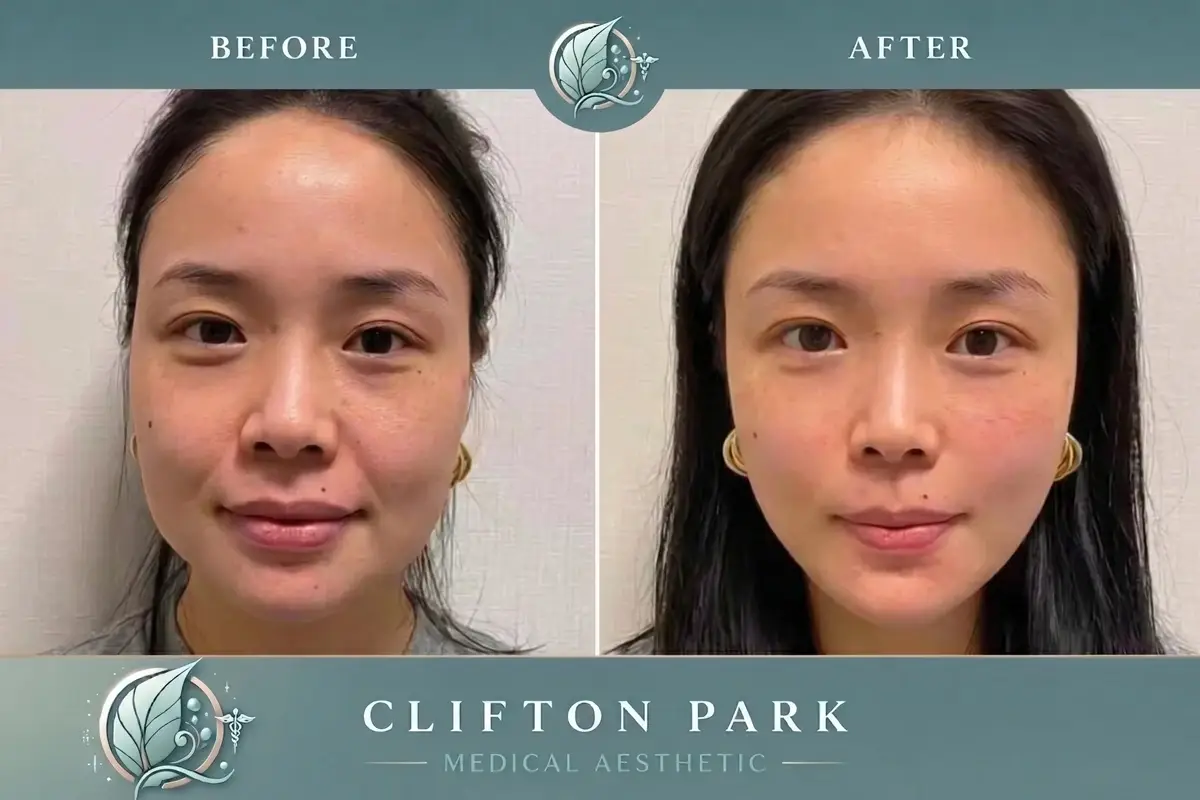 Before and after botox and lip filler treatment results at Clifton Park Medical Aesthetics showing enhanced lip volume and definition.